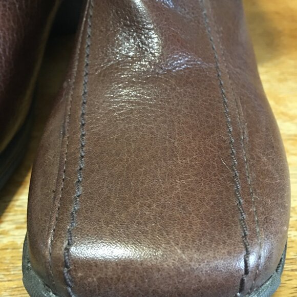 Hush Puppies Boot DRK BROWN mid sz 6.5 Square Toe Soft Leather Bootie Waterproof - Picture 12 of 14